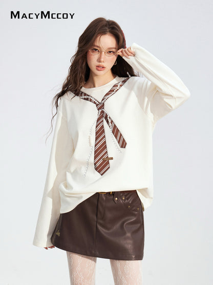 MacyMccoy MMC2025176 Pearl tie loose T-shirt