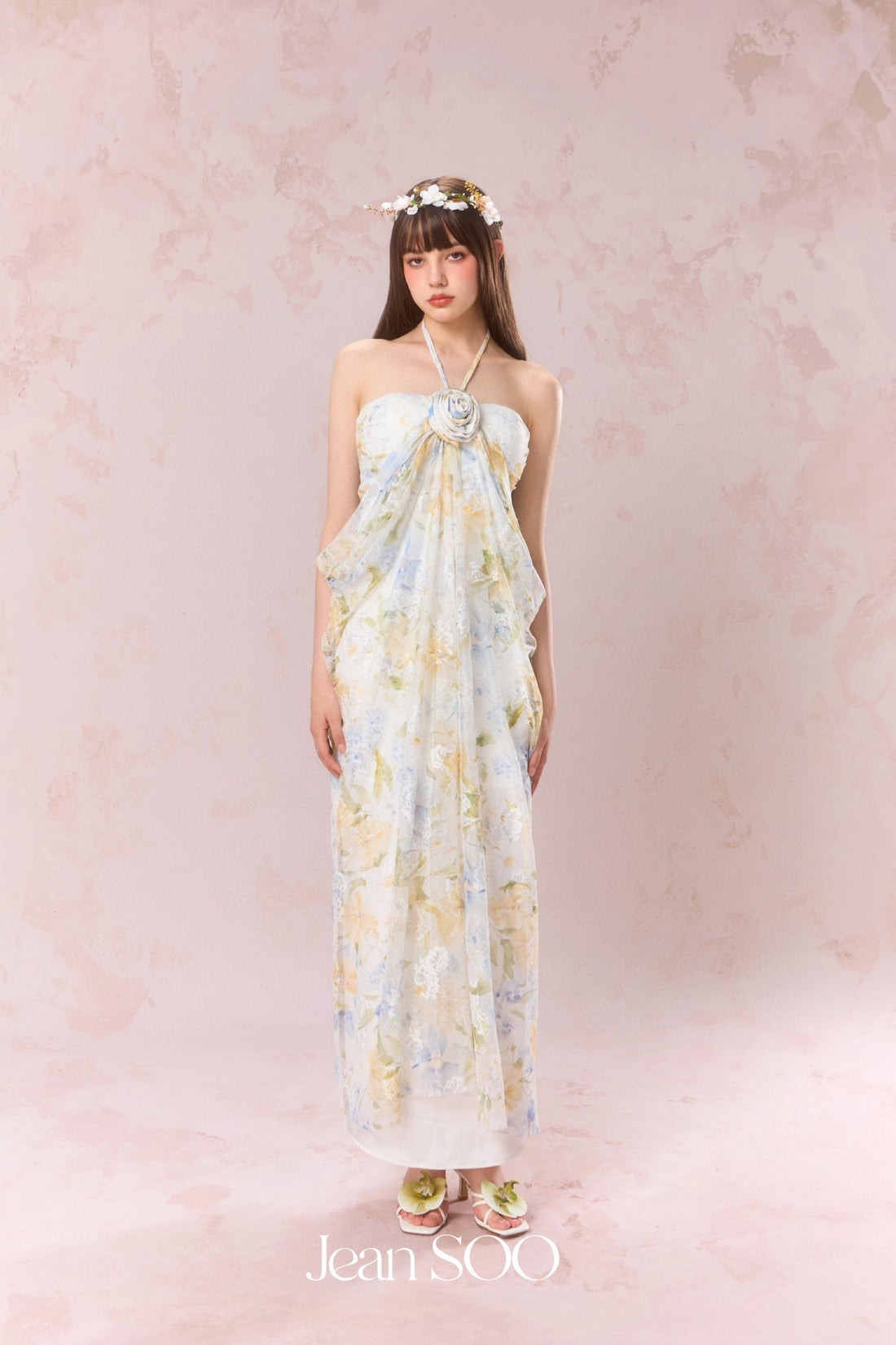 Jean Soo Lace printed strapless dress