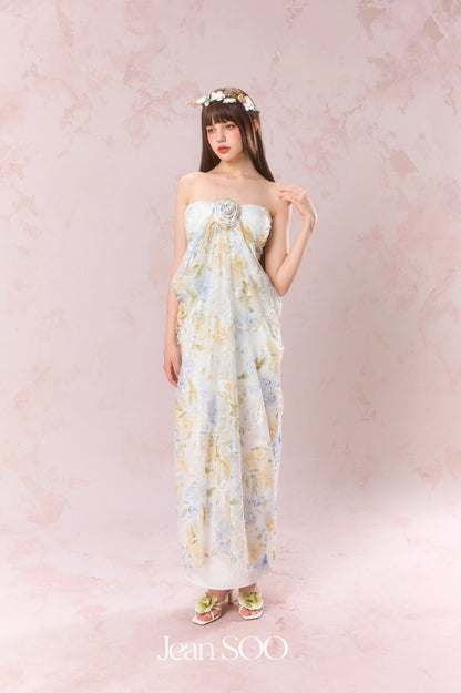 Jean Soo Lace printed strapless dress