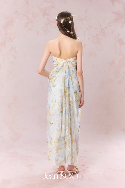 Jean Soo Lace printed strapless dress