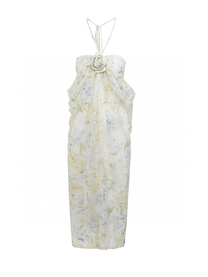Jean Soo Lace printed strapless dress