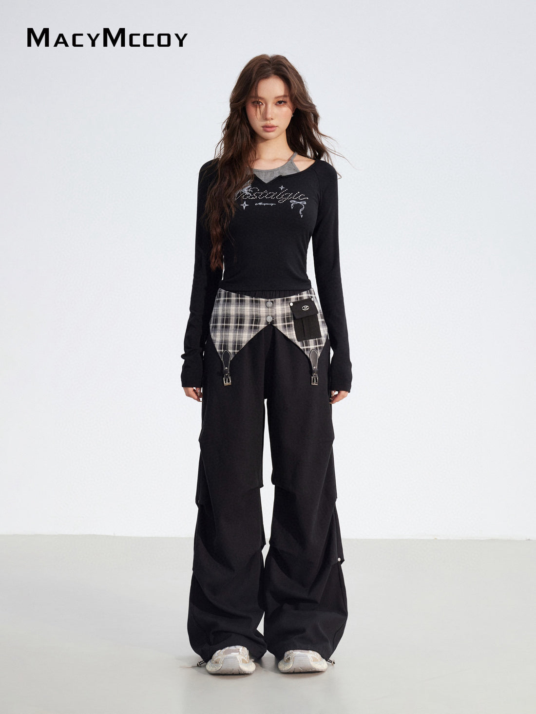 MacyMccoy MMC2025179 Two in one checkered work pants