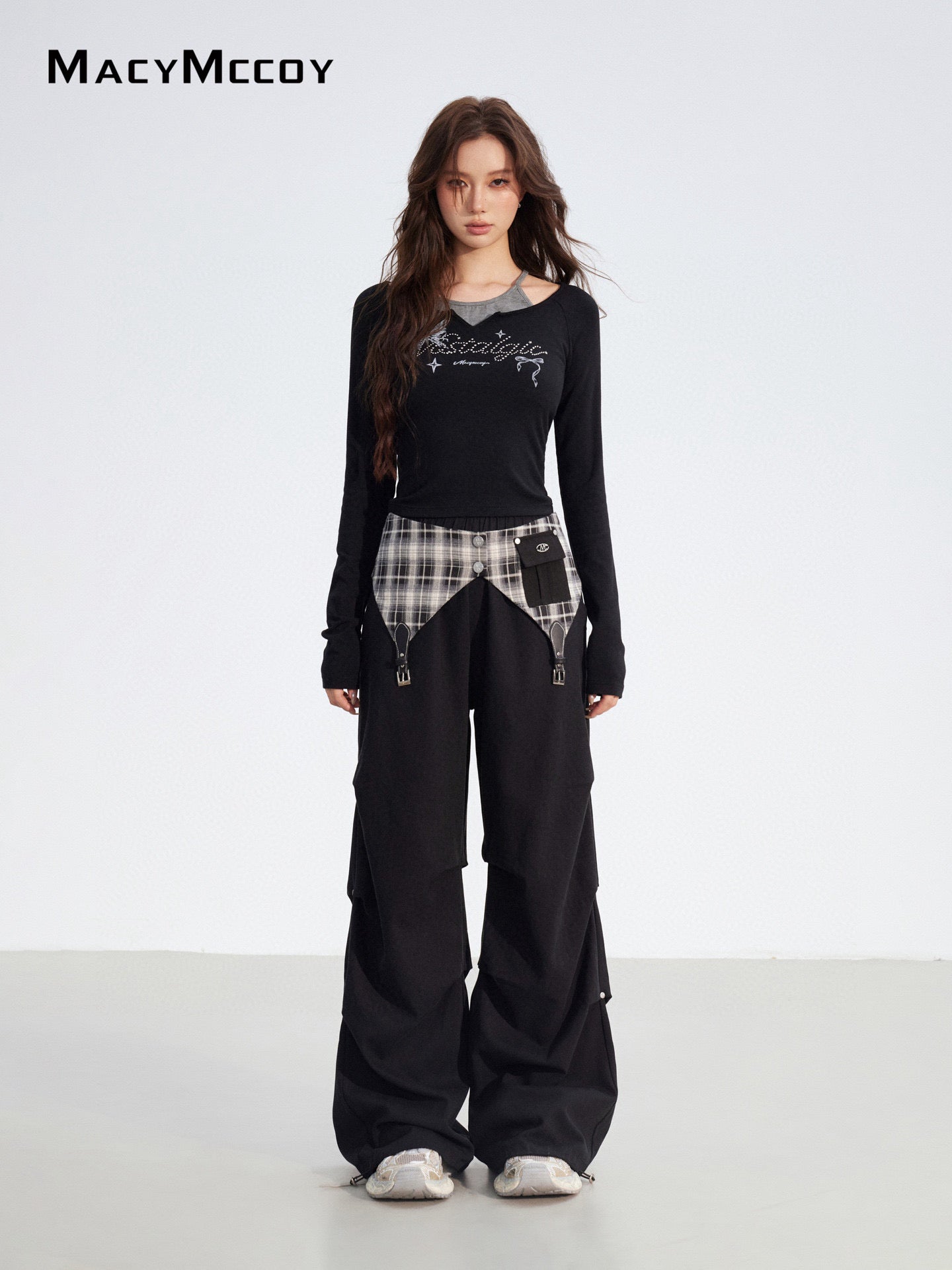 MacyMccoy MMC2025179 Two in one checkered work pants
