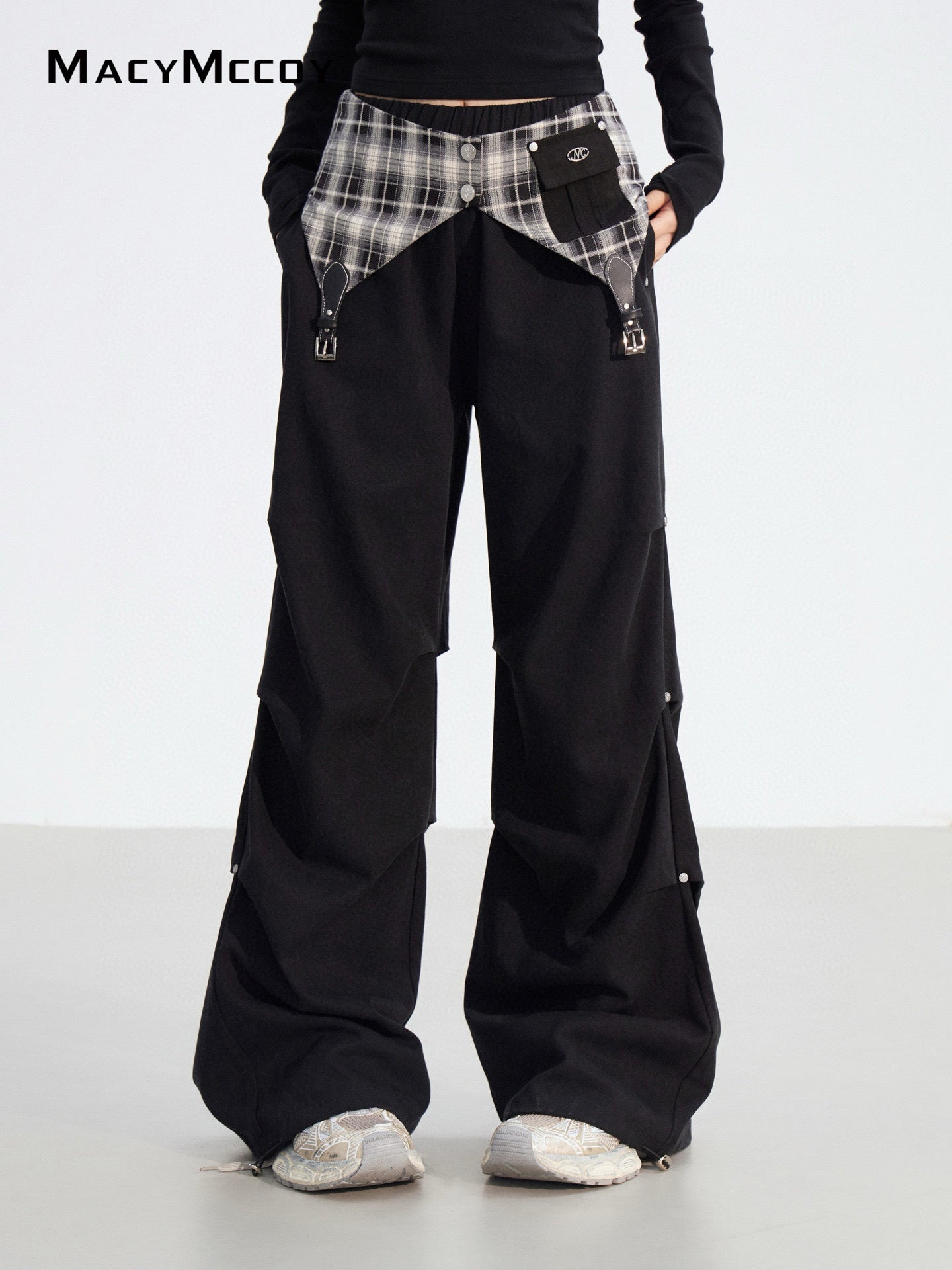 MacyMccoy MMC2025179 Two in one checkered work pants