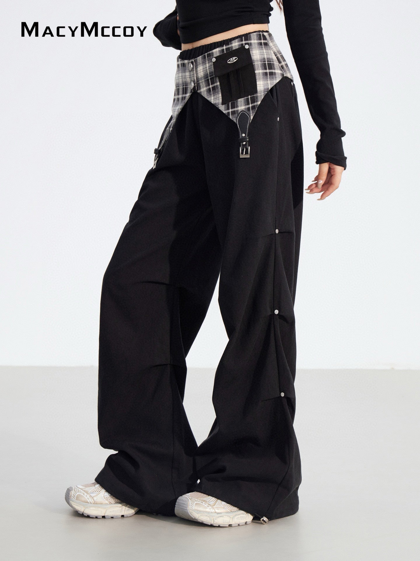 MacyMccoy MMC2025179 Two in one checkered work pants