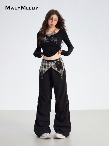 MacyMccoy MMC2025179 Two in one checkered work pants