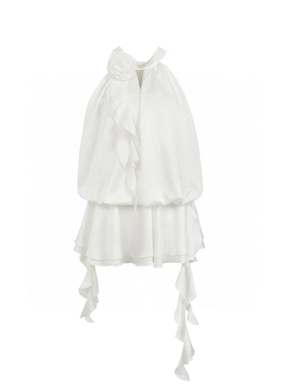 Jean Soo Halter neck lace up backless satin dress