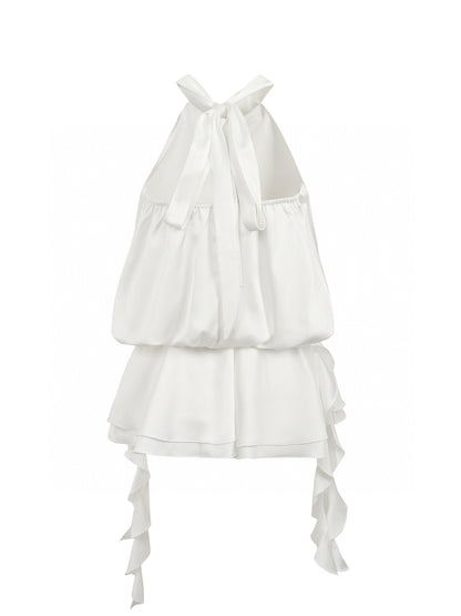 Jean Soo Halter neck lace up backless satin dress
