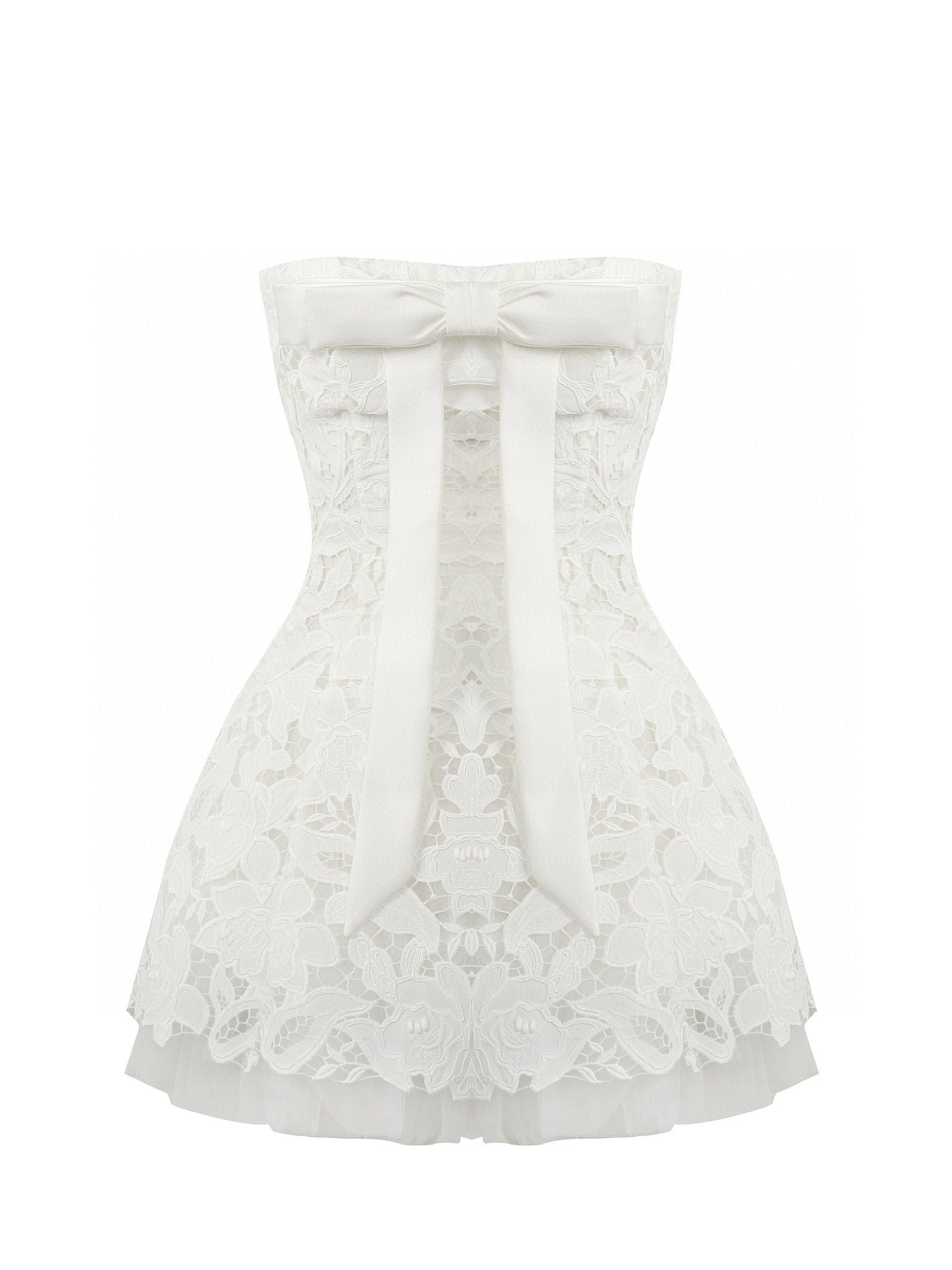 Jean Soo Hollow embroidery strapless puffy dress