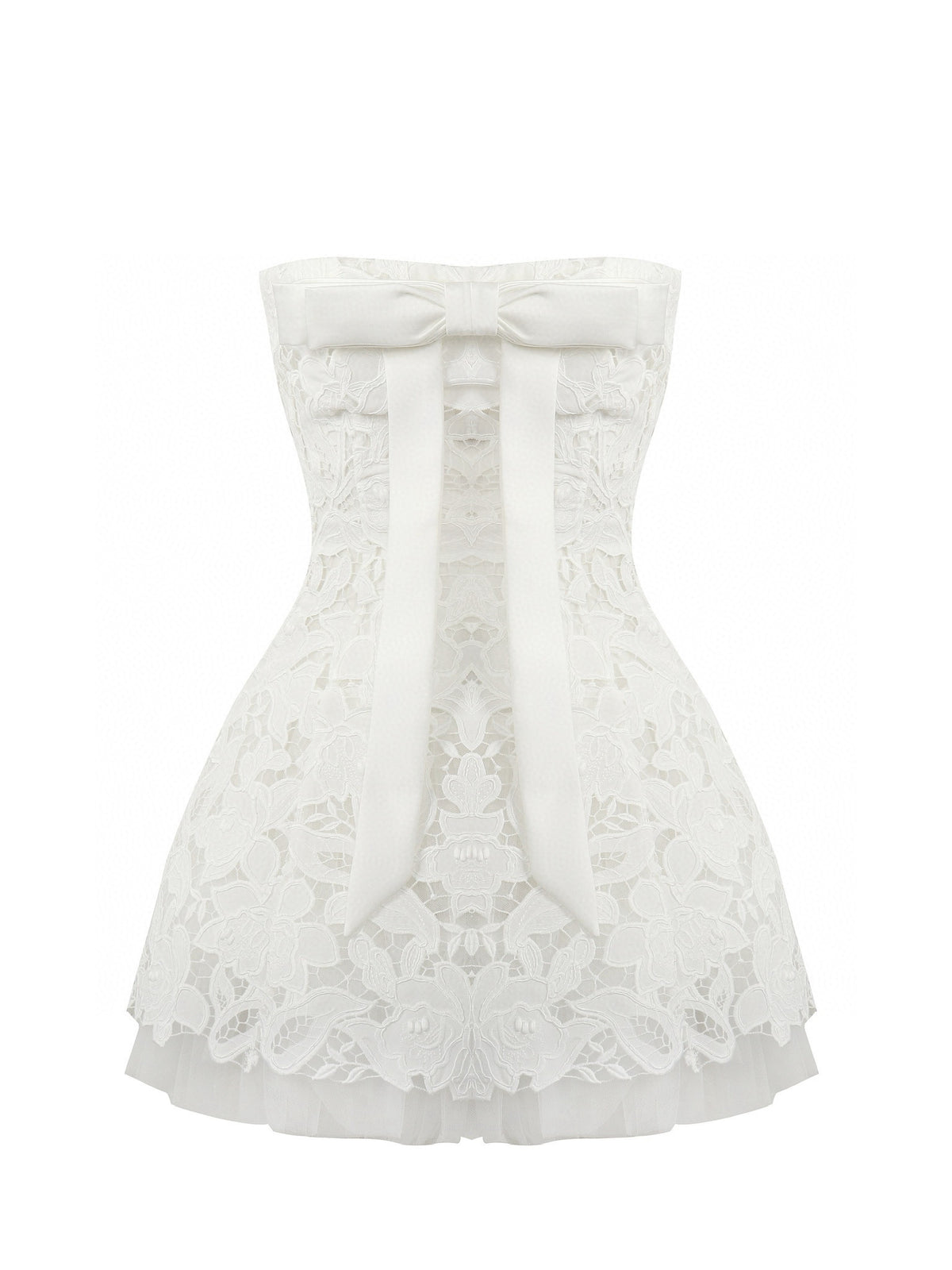 Jean Soo Hollow embroidery strapless puffy dress