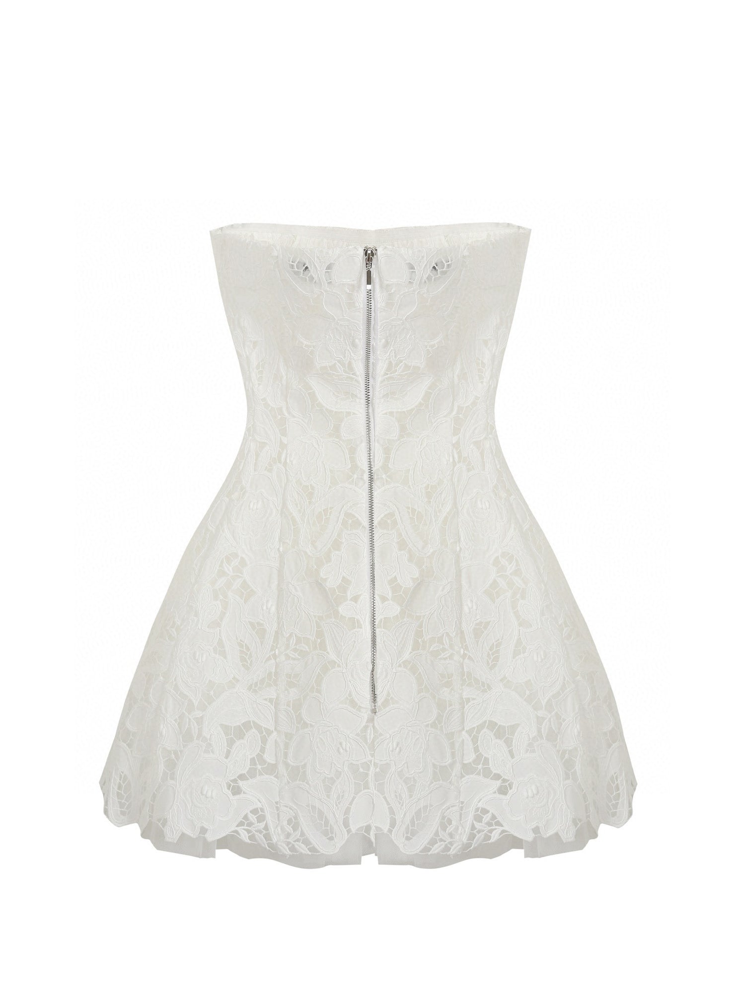 Jean Soo Hollow embroidery strapless puffy dress