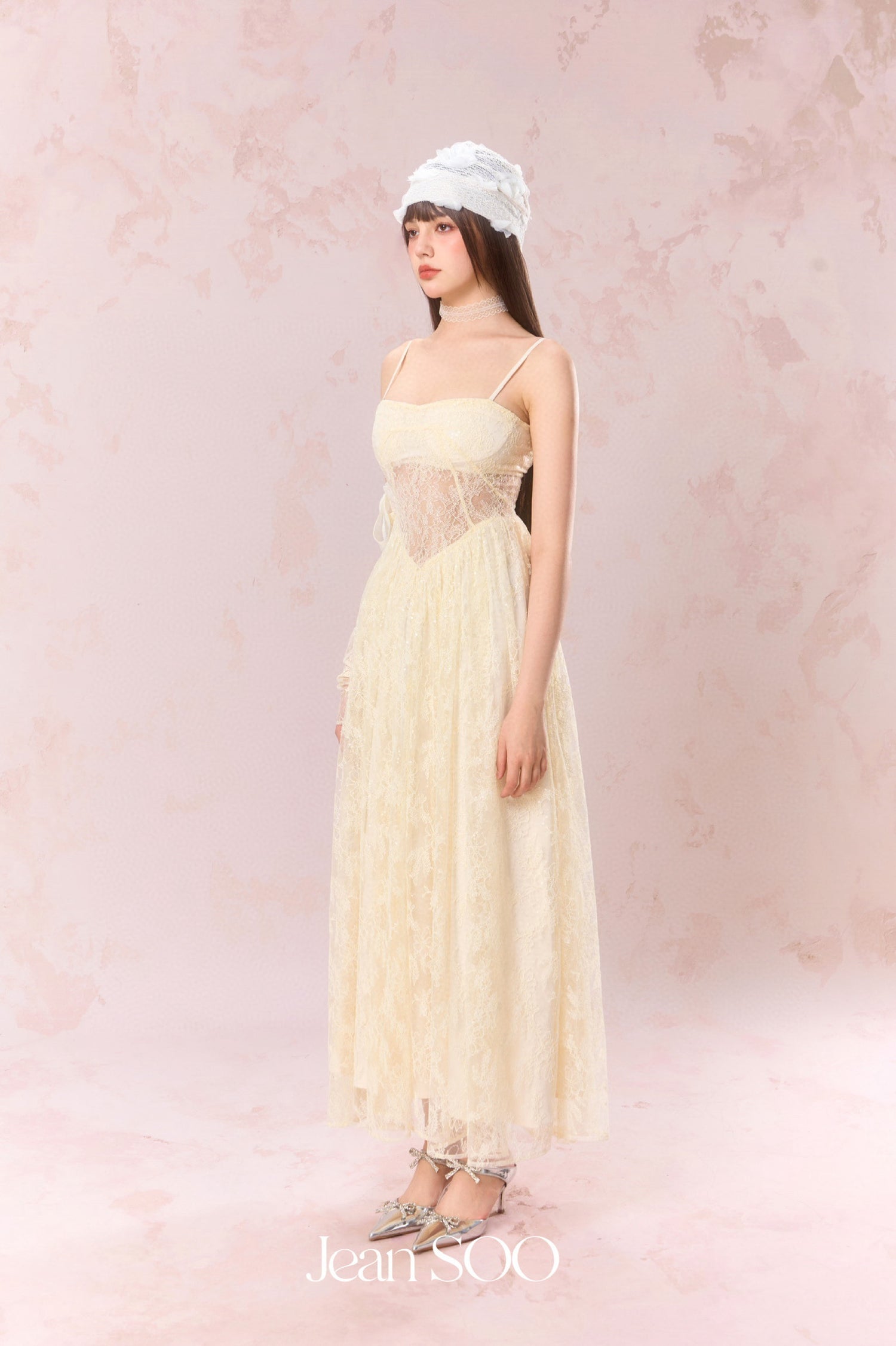 Jean Soo Lace perspective hollow camisole dress