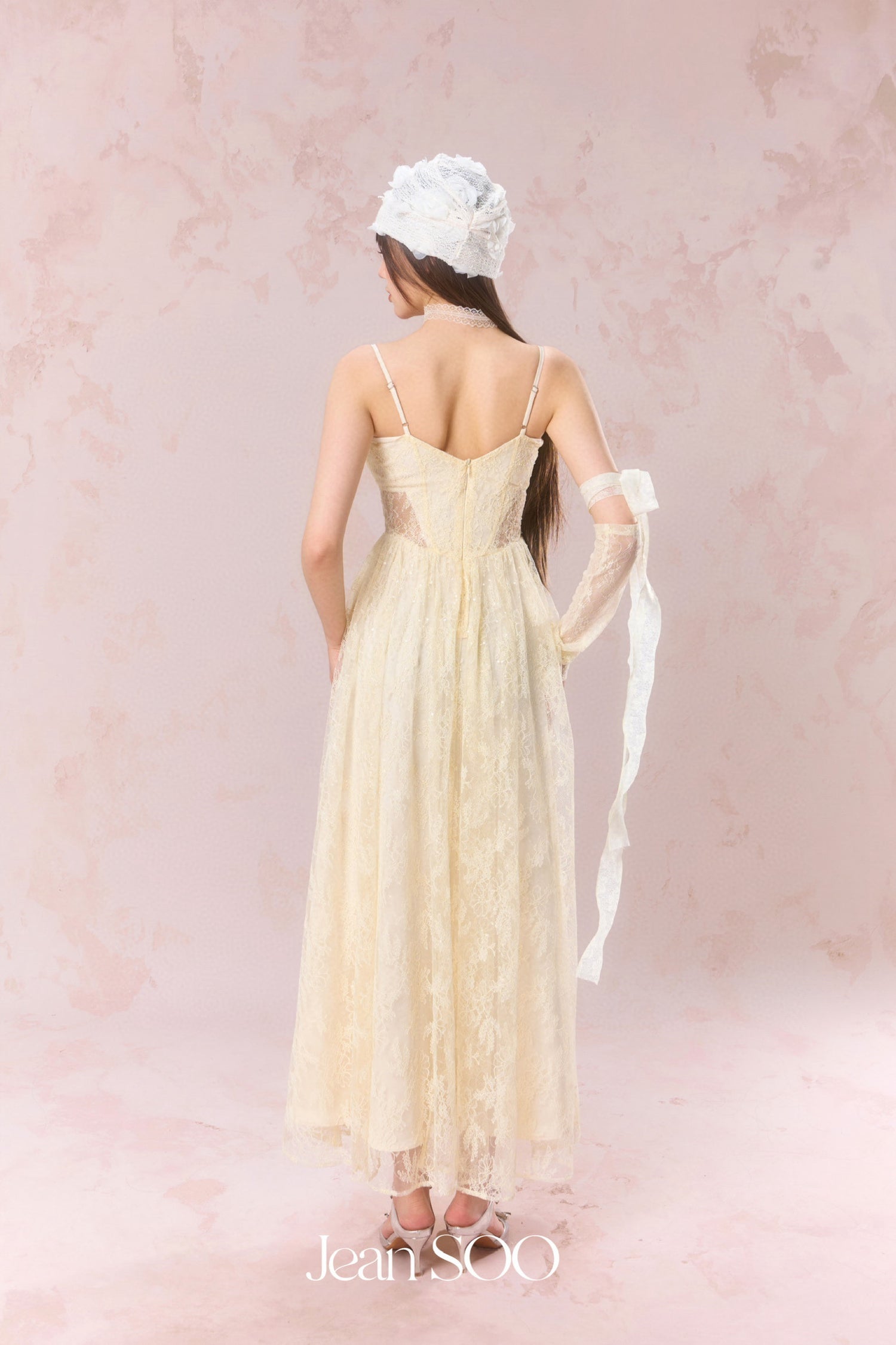 Jean Soo Lace perspective hollow camisole dress