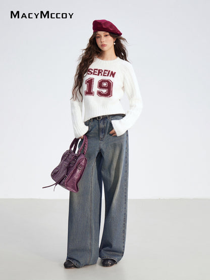 MacyMccoy MMC2025180 Splicing denim wide leg pants