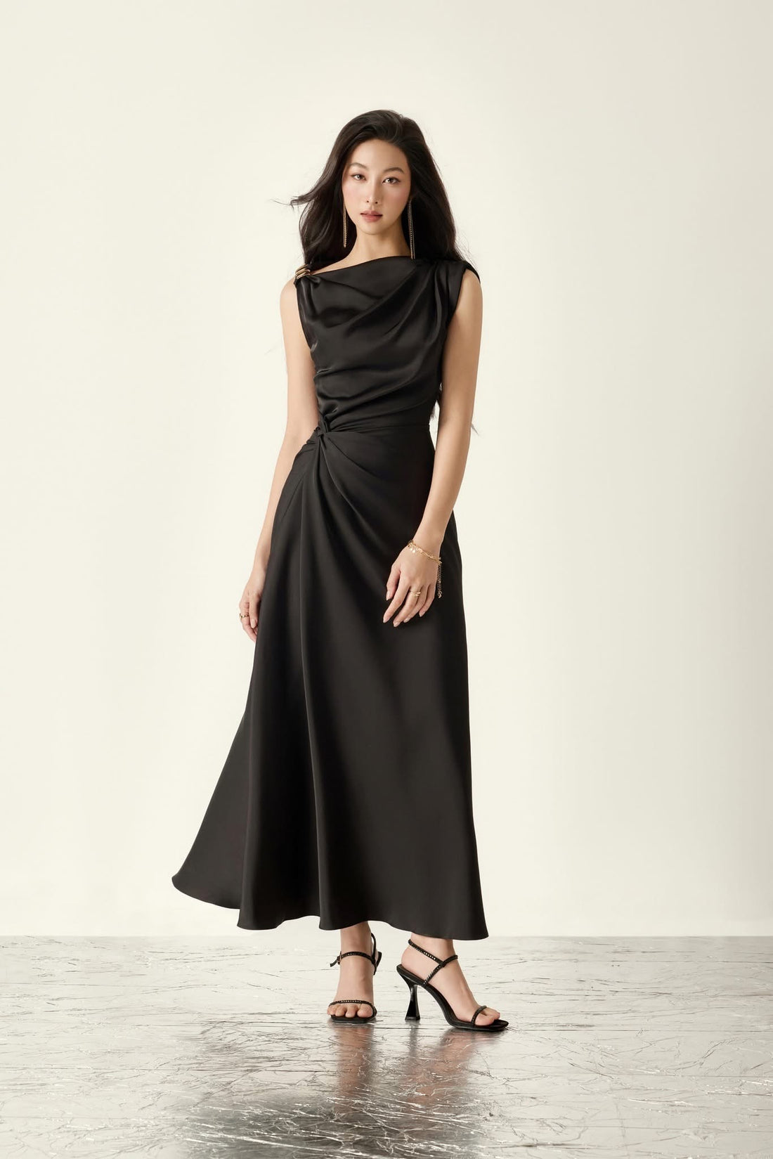 BYDENIO Twisted midi drape dress