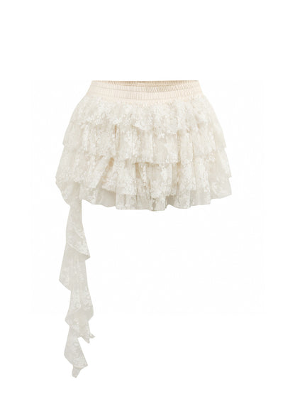 Jean Soo Embroidered lace contrasting patchwork corset + skirt set