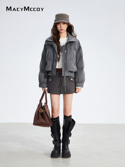 MacyMccoy MMC2025175 Fake two-piece spliced down jacket