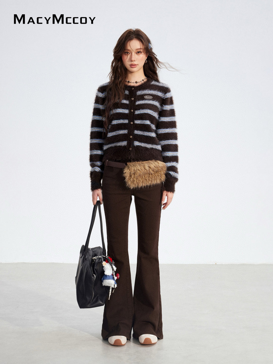 MacyMccoy MMC2025185 Mink fur striped sweater