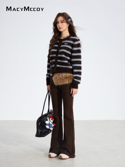 MacyMccoy MMC2025185 Mink fur striped sweater