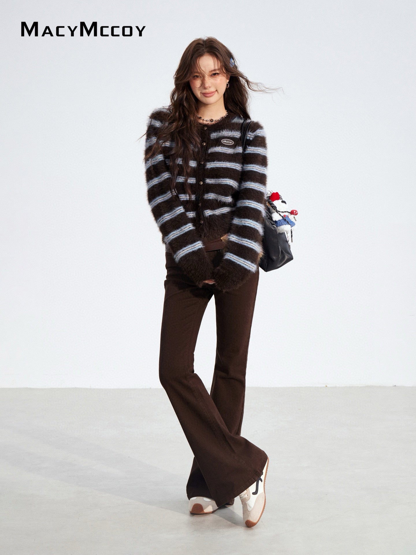 MacyMccoy MMC2025185 Mink fur striped sweater