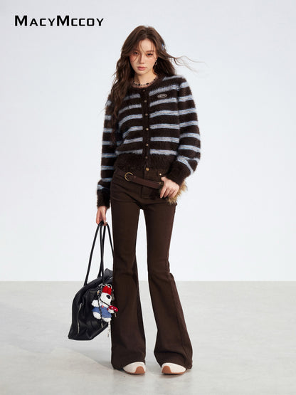 MacyMccoy MMC2025185 Mink fur striped sweater