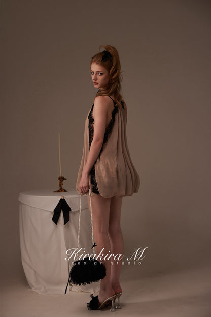 Kirakira.M Bare gray 2-piece set of hanging neck dress