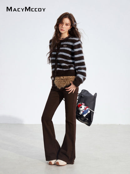 MacyMccoy MMC2025185 Mink fur striped sweater