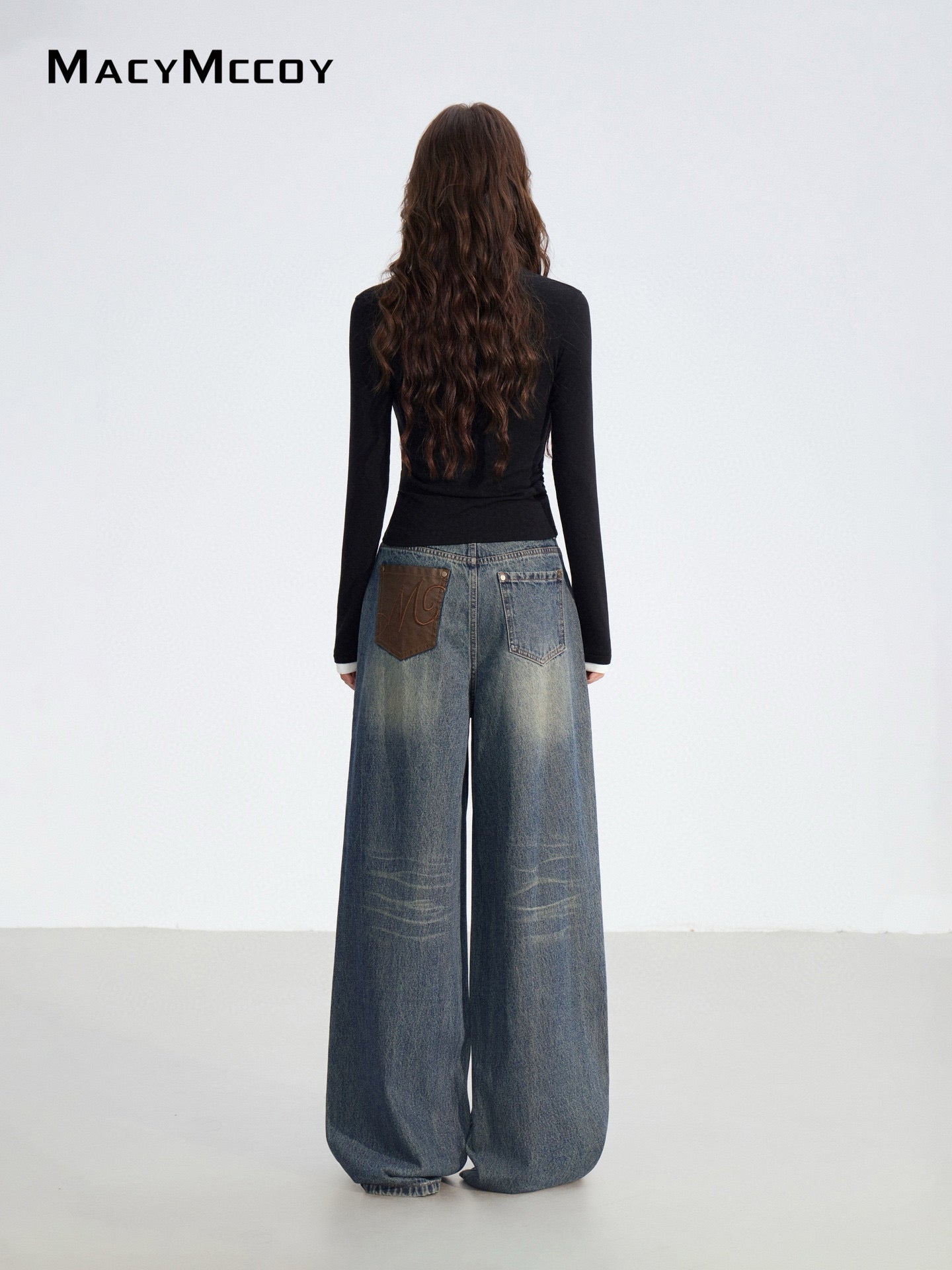 MacyMccoy MMC2025186 Fake two piece letter T-shirt