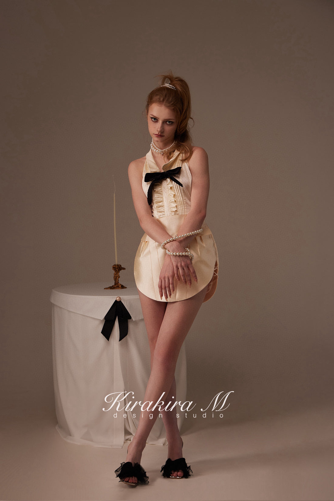 Kirakira.M Milky yellow v-neck dress