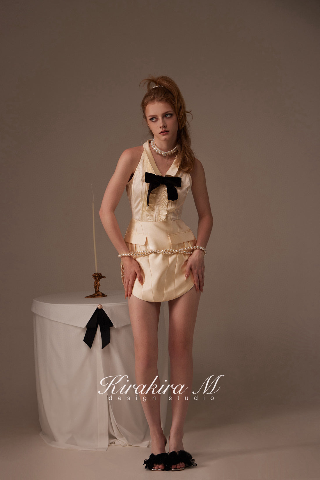 Kirakira.M Milky yellow v-neck dress