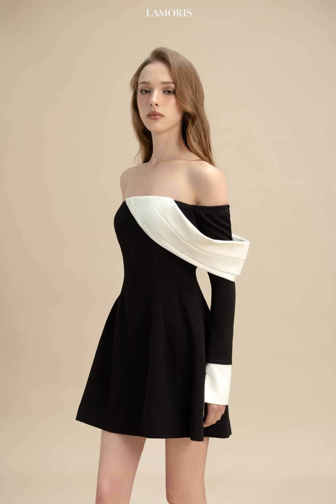 LAMORIS Black White Off Dress