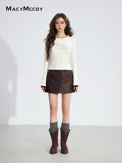 MacyMccoy MMC2025186 Fake two piece letter T-shirt