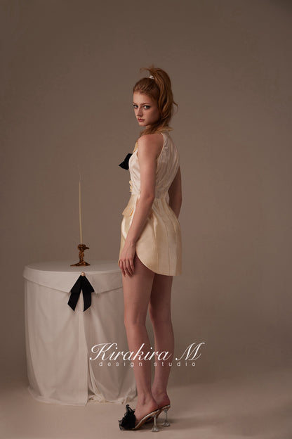 Kirakira.M Milky yellow v-neck dress