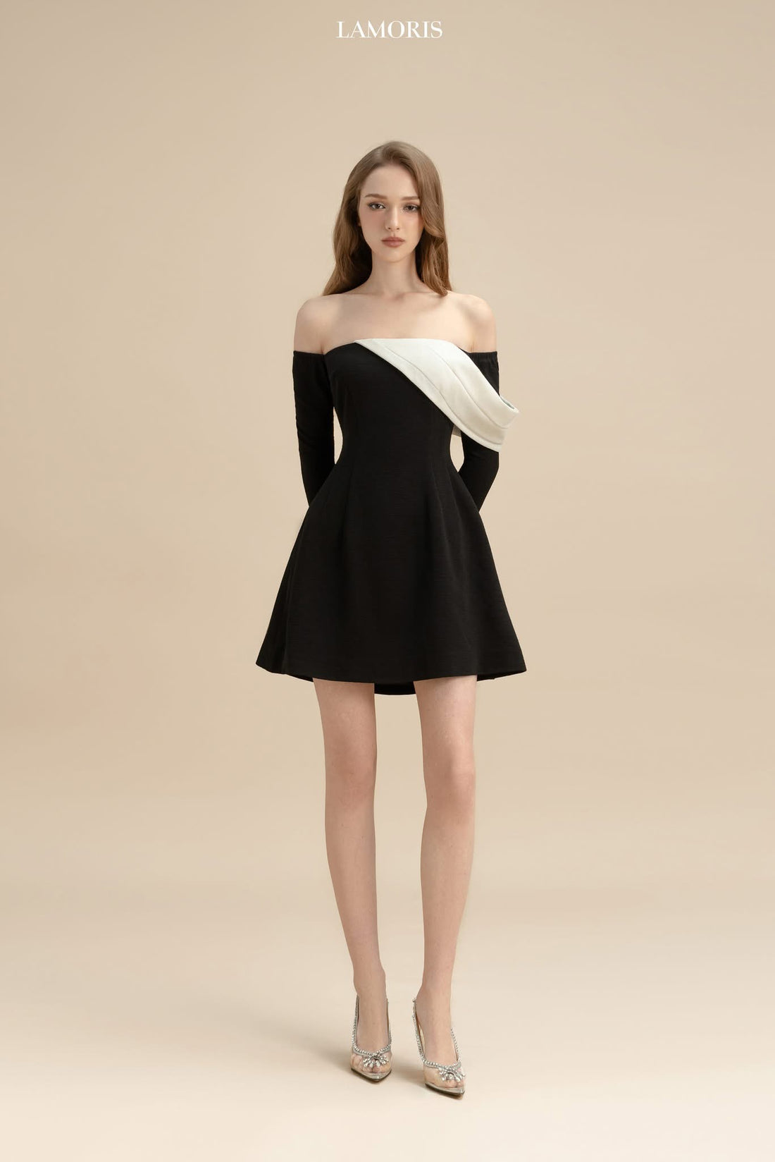 LAMORIS Black White Off Dress