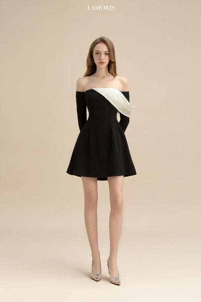 LAMORIS Black White Off Dress