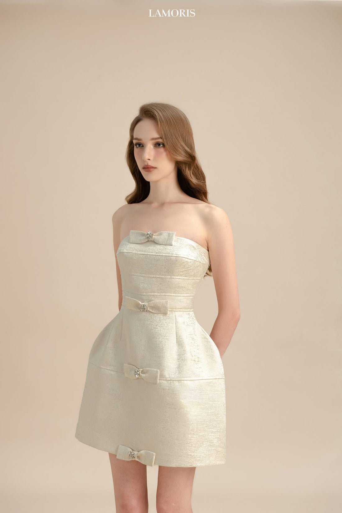 LAMORIS Pearl Stone Bow Dress