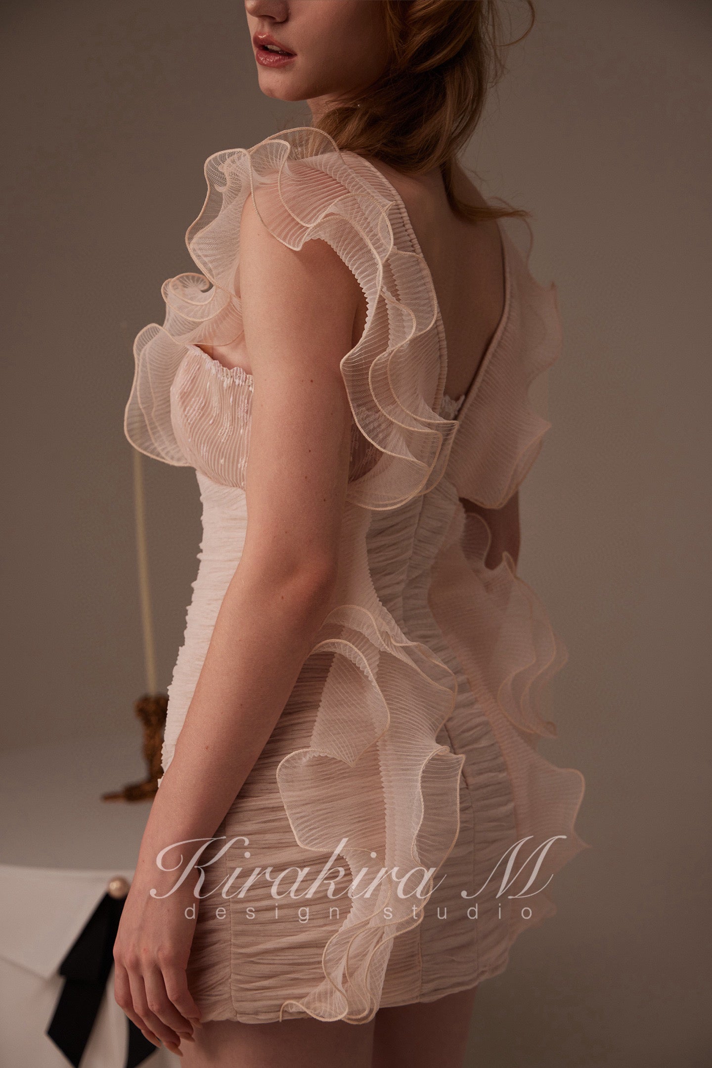 Kirakira.M Orange-pink Multi-layer lace dress