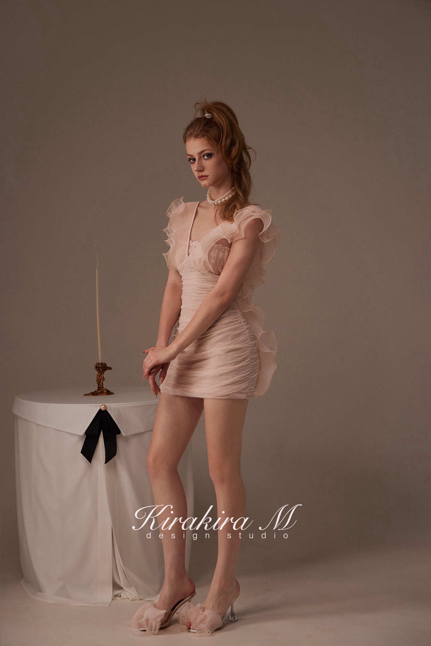 Kirakira.M Orange-pink Multi-layer lace dress
