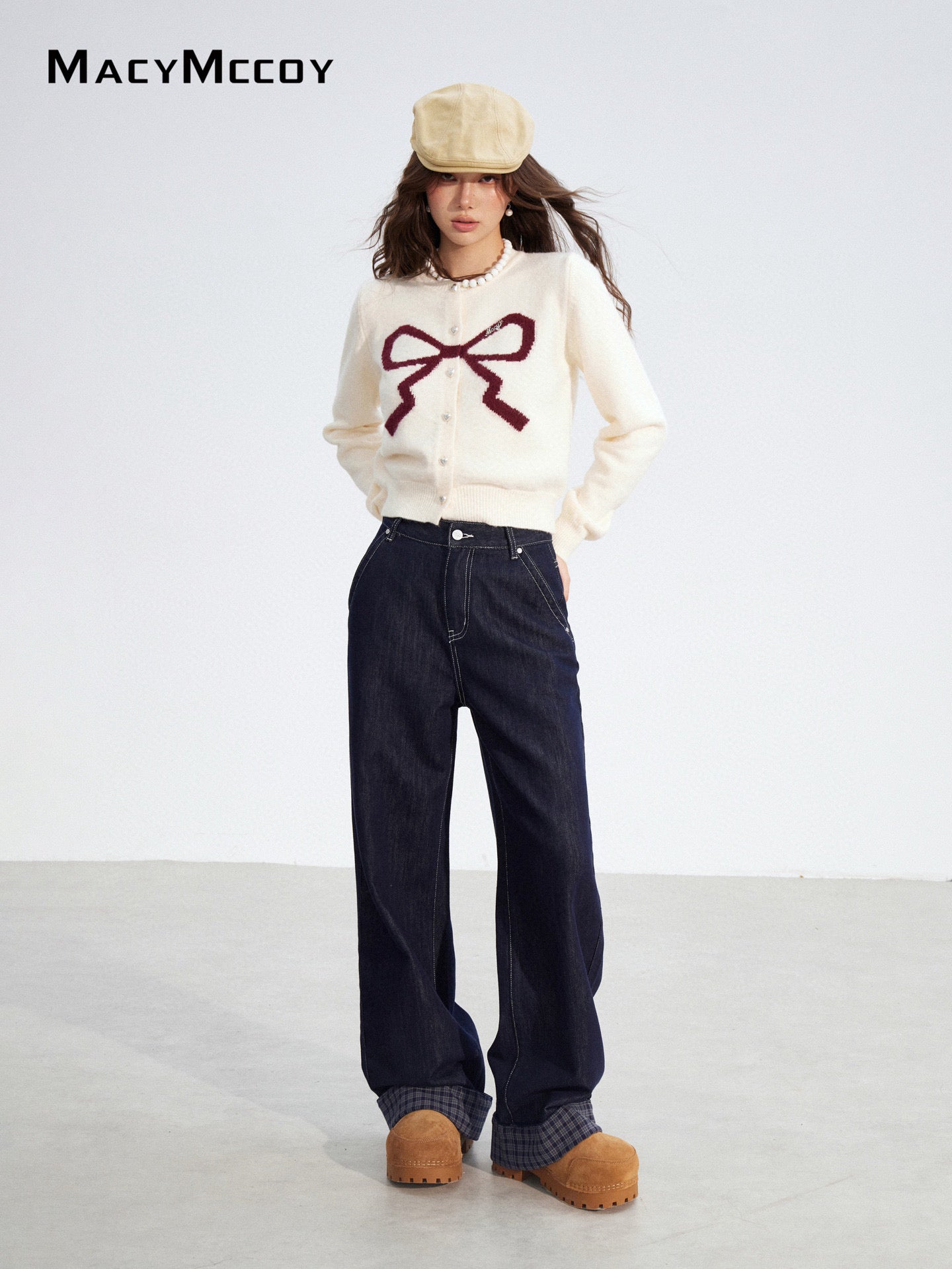 MacyMccoy MMC2025184 Bow tie short sweater