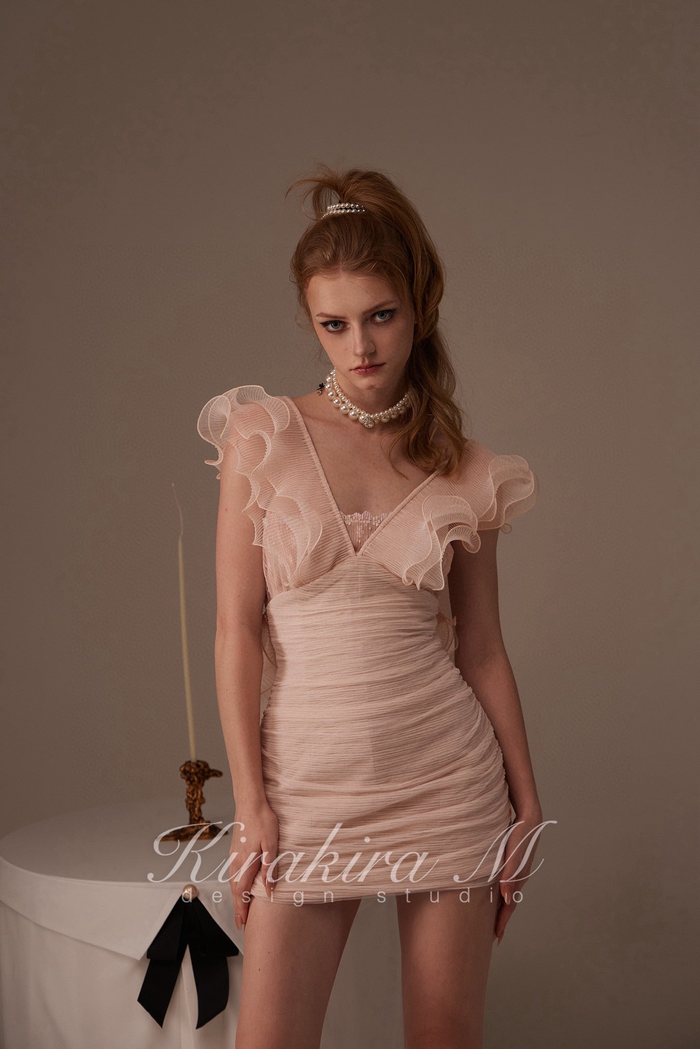 Kirakira.M Orange-pink Multi-layer lace dress