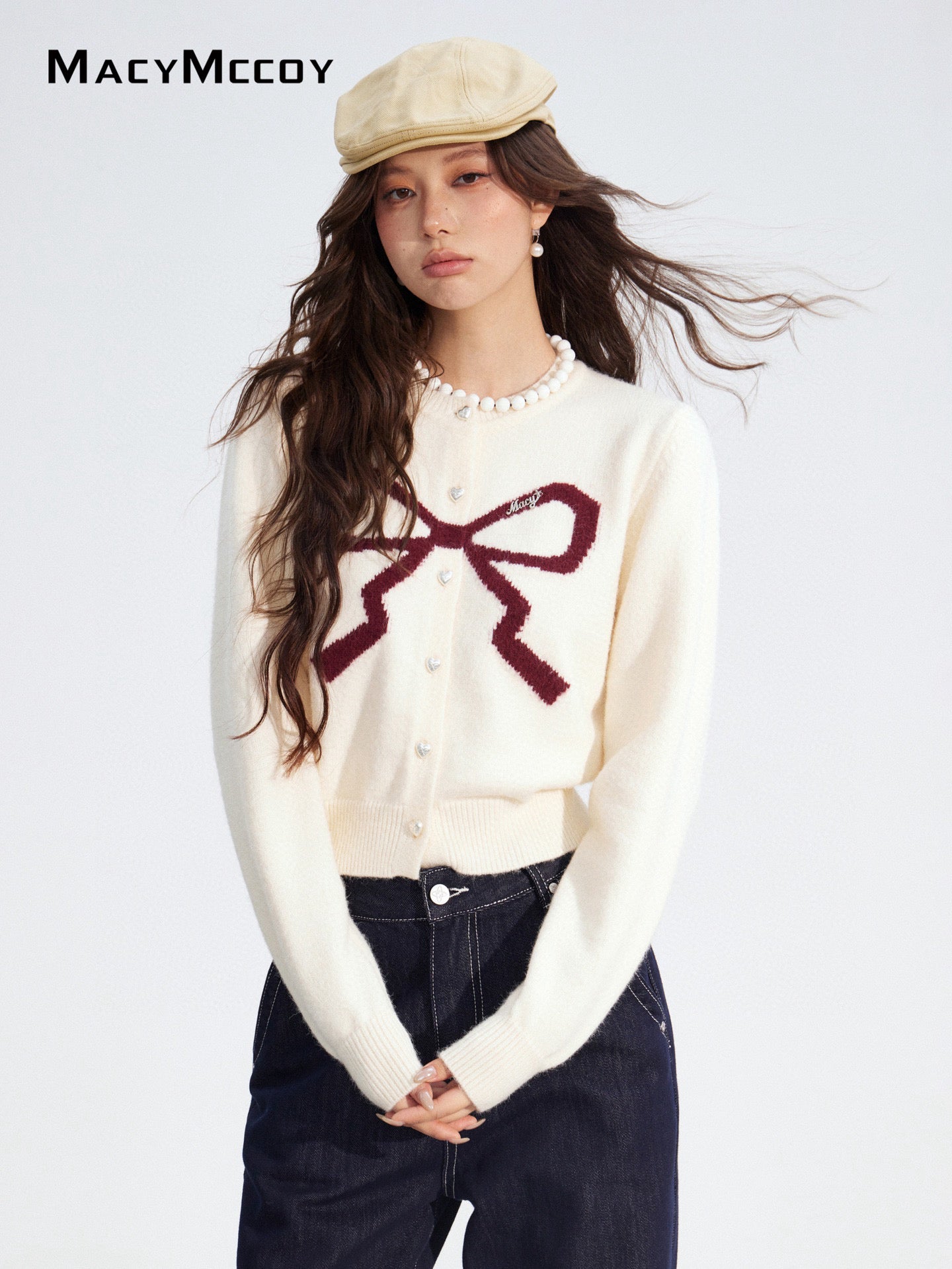 MacyMccoy MMC2025184 Bow tie short sweater