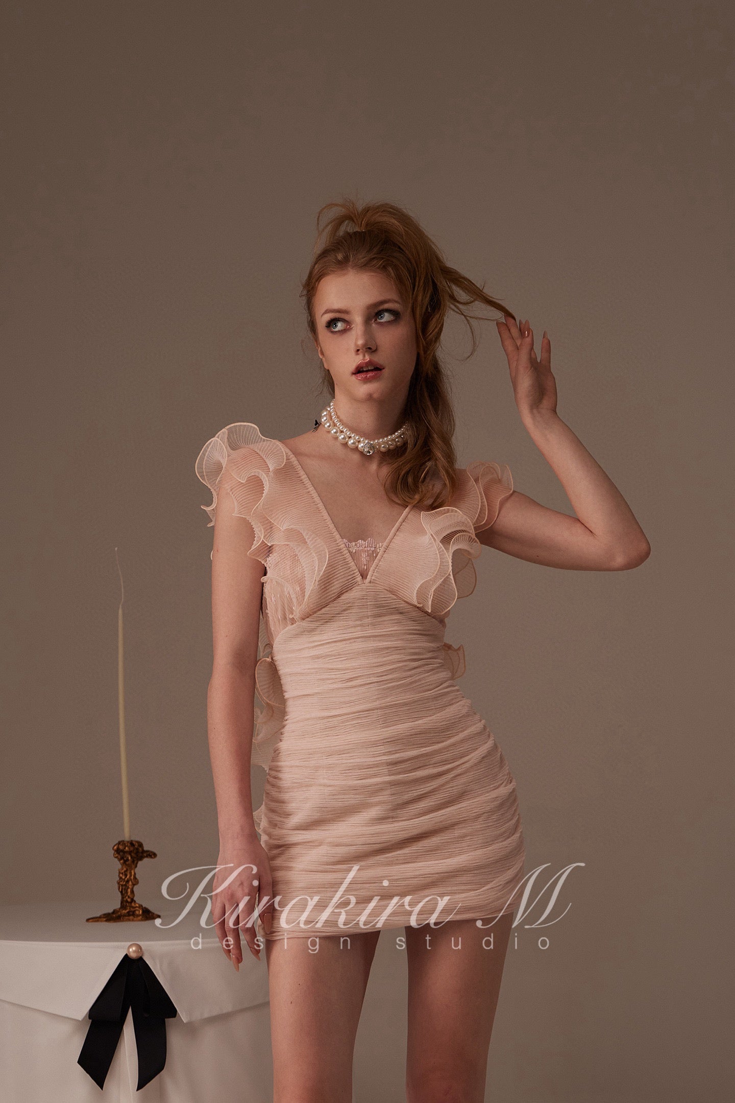 Kirakira.M Orange-pink Multi-layer lace dress