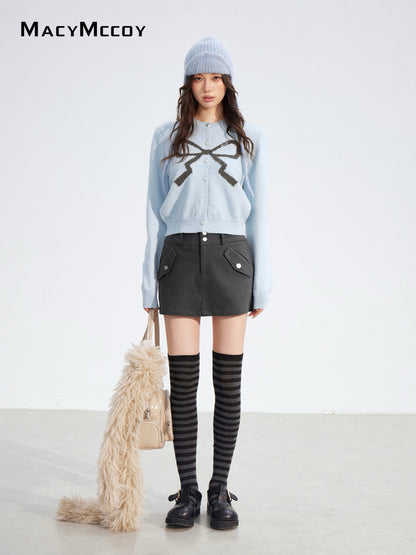 MacyMccoy MMC2025184 Bow tie short sweater