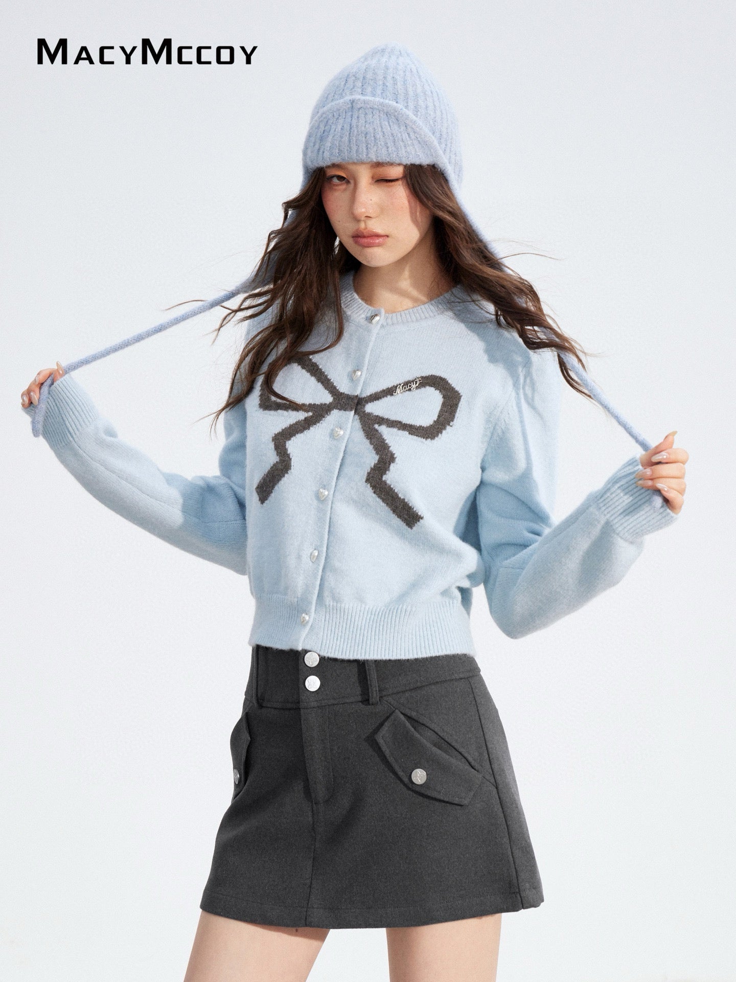 MacyMccoy MMC2025184 Bow tie short sweater