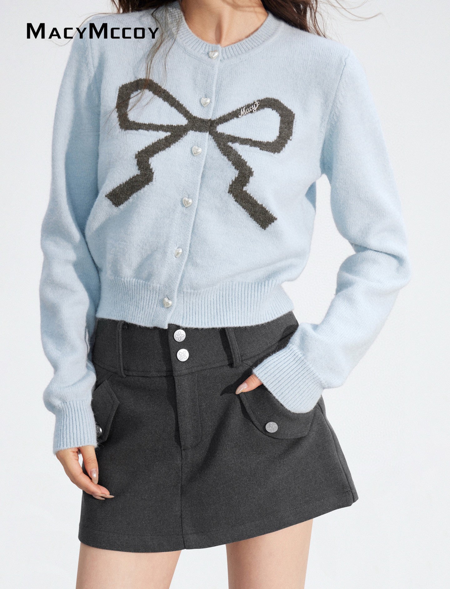 MacyMccoy MMC2025184 Bow tie short sweater