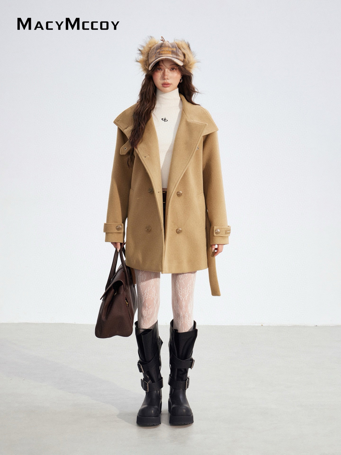 MacyMccoy MMC2025182 Double breasted woolen coat