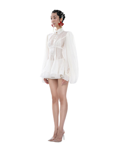 Huelleyrose Charlotte Dress-Cream