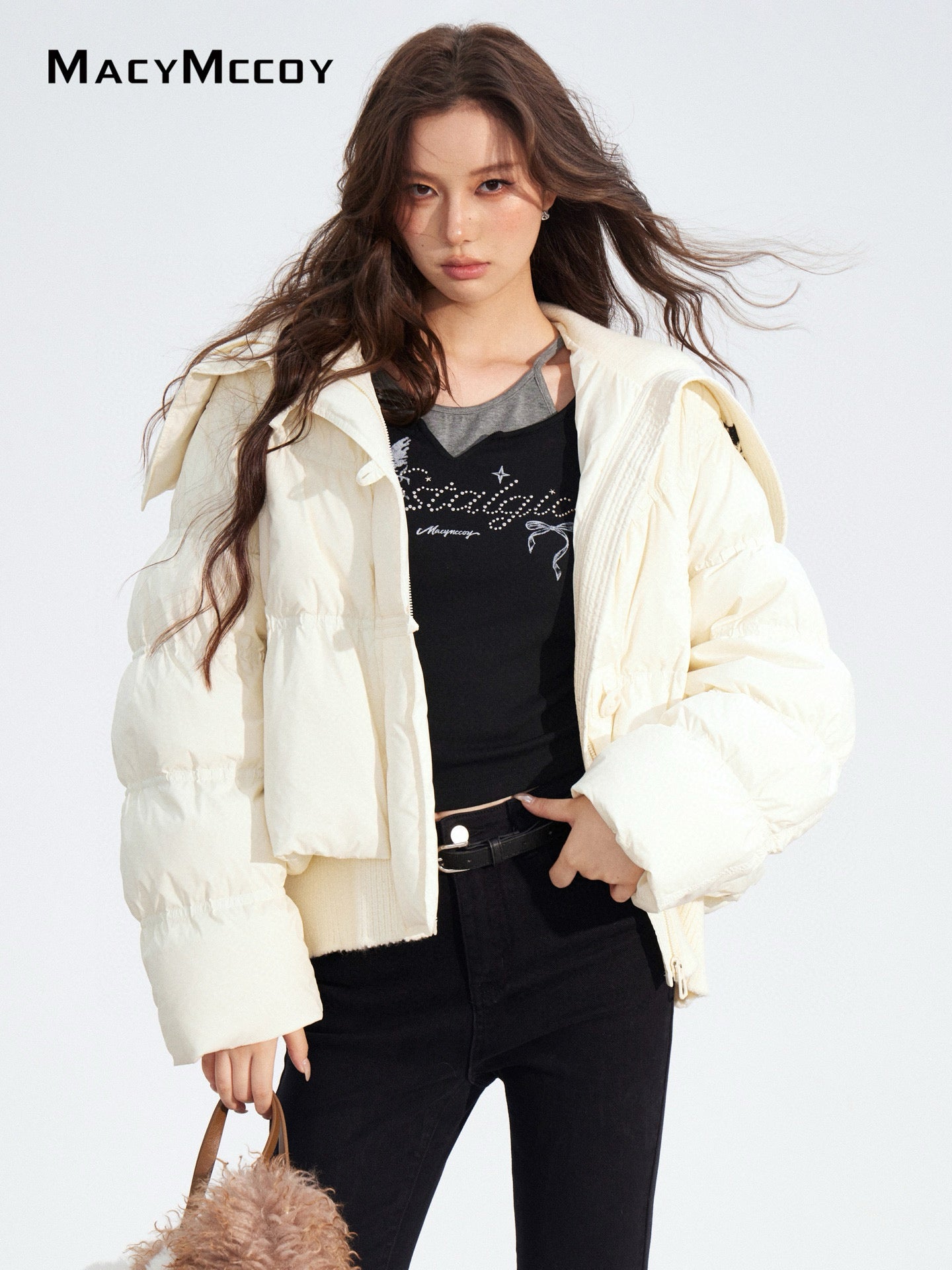 MacyMccoy MMC2025183 Large collar spliced down jacket