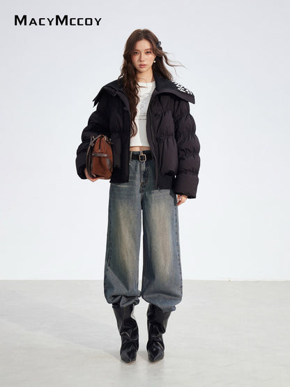 MacyMccoy MMC2025183 Large collar spliced down jacket