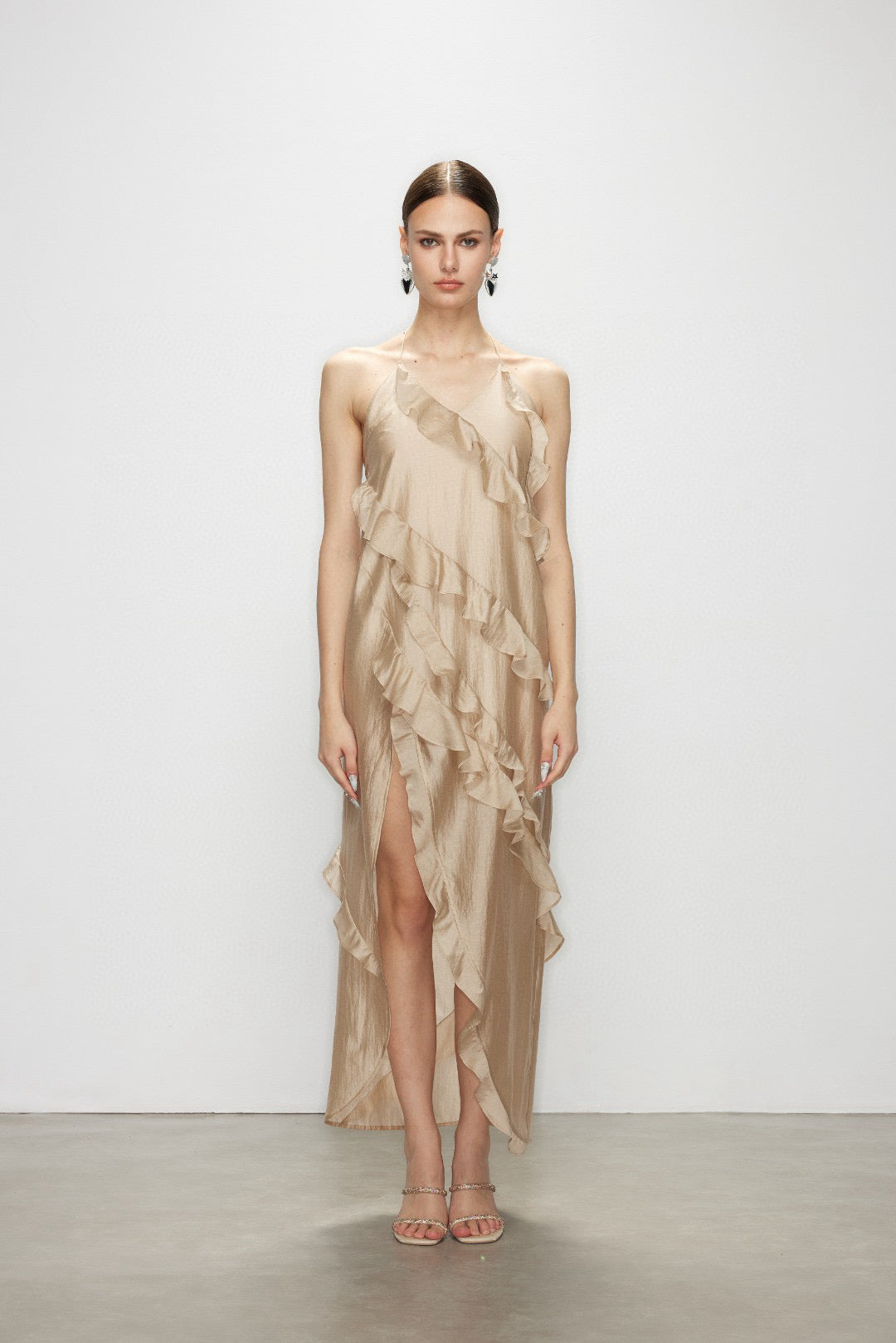 Artel Retro AR-25AW-DR012 Lotus leaf edge high slit vacation dress
